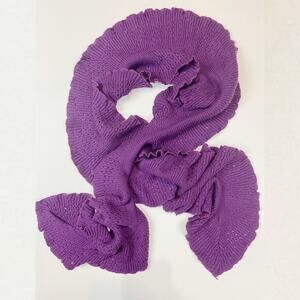 Purple Knitted Ruffle Scarf